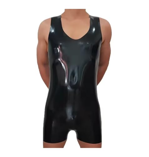 Traje de látex de goma negro enterizo para cosplay de cuerpo completo
