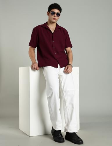 Image of FYLTR Men's Solid Casual Textured Shirt - Half Sleeves | Shirts for Men | Summer Shirt | Regular Fit