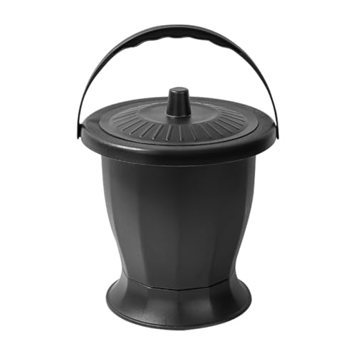 Pot de chambre portable noir Cabilock avec couvercle et fond antidérapant pour adulte