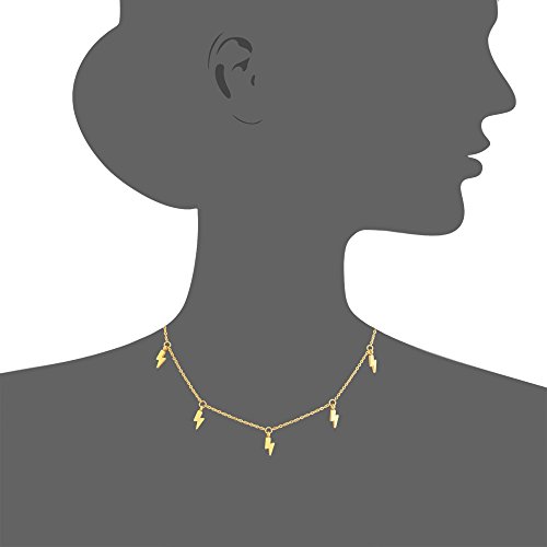 Edforce 18k Gold Plated Lightning Bolt Pendant Necklace, 15"+2" Extender3