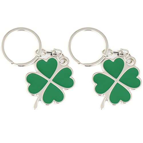 Porte-clés cadeau trèfle à quatre feuilles porte-bonheur porte-bonheur pendentif nouvel emploi nouvel an pour femme petite amie collègue (2 pièces) Cover