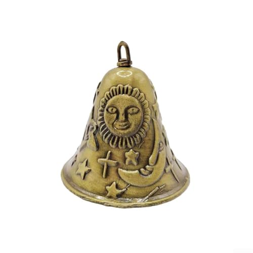 Carillon à vent antique Feng Shui avec cloches en bronze motif soleil, étoile et lune pour l'harmonie et la chance, robuste en alliage de zinc décoration de jardin pour extérieur cour ou