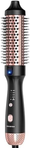 Zavarea Thermal Brush for Less Damage, 1.5 Inch Heated Round Brush for Blowout Look, Heated Curling Styler with 800M Negative Ions & Ceramic for Volumizing, Easy to Use, Dual Voltage (Elegant Black)