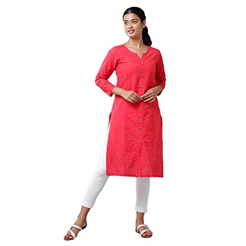 Image of De Moza Women Pencil Fit Cigarette Pant | 95% Cotton 5% Elastane | Mid Rise | 2 Pockets | Casual & Office Wear