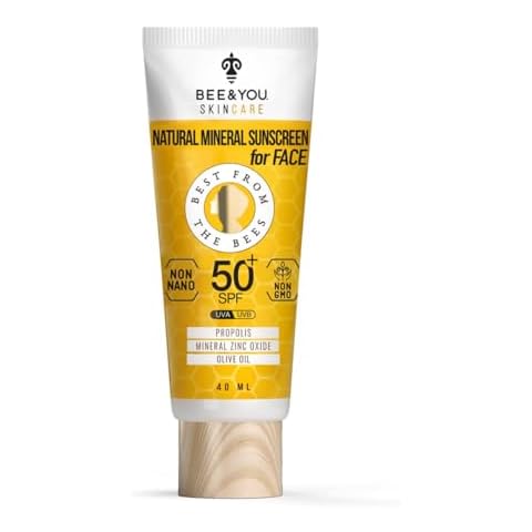 Bee and You SPF 50 Facial Sunscreen, UV Protection, Clear, Sensitive, Acne-Prone Skin, Mineral-Based Zinc Oxide, Propolis Extract, 100% Natural, Hypoallergenic, 1.35 oz Cover