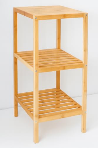hausleben Regal Bambus mit 3 Böden | 77x30x33 cm | Natur | Bad | Wohn-Esszimmer | Schlafzimmer | Holz | umweltfreundlich | Regal | Stehregal