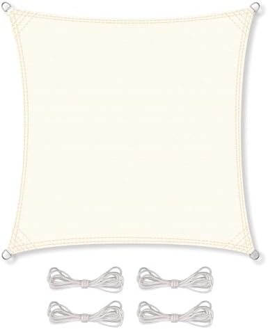 Bild von CelinaSun Sonnensegel inkl Befestigungsseile Premium HDPE wetterbeständig atmungsaktiv Quadrat 2 x 2 m Creme weiß