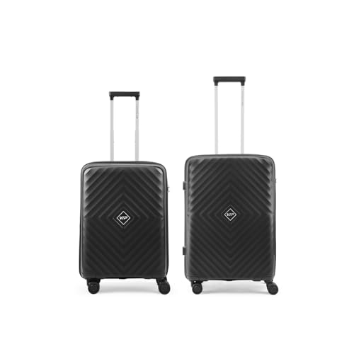 Image of VIP Quad Active 2 Pc Set Cabin 55 Cm (Small) Check-in 66 Cm (Medium) 8 Spinner Wheels Trolley Bags, Hard Case Lightweight Bag with Combination Lock, Tough Suitcase for Travel (Black)