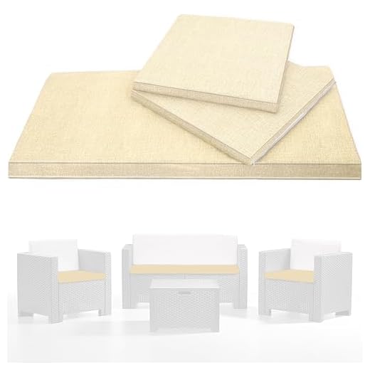 HAND - Tris di Cuscini da Esterno Sfoderabili per Poltrone e Divanetto - Cuscini Esterno Giardino uscinii, Salottini Rattan, 100% Cotone, Made in Italy (Ecrù)