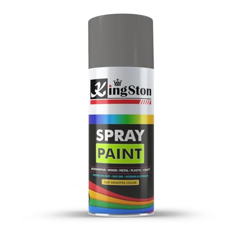 Image of Kingston Acrylic Spray Paint for Metal, Wood, Wall & Plastic, Multi-Surface DIY Paint, Quick Dry, Smooth Finish, 400ml Can, Dark Grey, 1 Pc