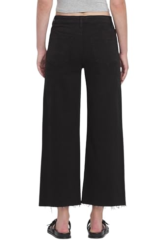 VERVET Women's High-Rise Crop Wide Leg Jeans in Black2