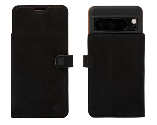 Snakehive Leather Wallet Phone Case for Google Pixel 8 Pro || Vintage Wallet || Genuine Leather with Viewing Stand & 3 Card Holder || Flip Folio Cover with Card Slot (Black)