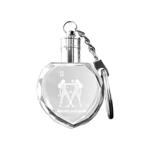LOVE FANG 3D Crystal Keychains Zodiac Constellations Crystal Pendant Key Chain Good Luck Charm Key Ring - Gemini Cover