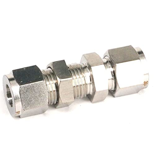Fit Tube O/D 6mm Bulkhead 304 Stainless Steel Ferrule Pneumatic Air Compression Fitting