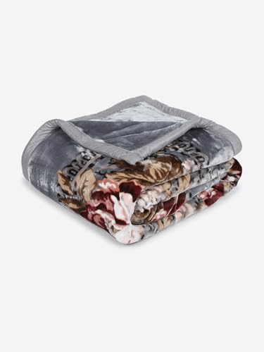 Image of Monte Carlo Double Bed Heavy Winter Blanket Emilia 2 Ply Cloudy 1050 GSM | 5.5 KG (240x220 CM), Grey Brown