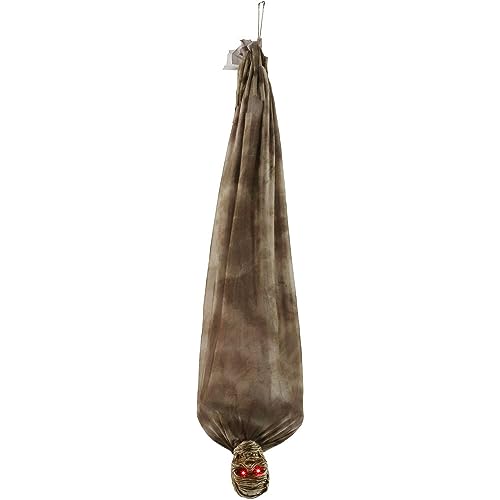 Haunted Hill Farm Upside-Down Shaking Mummy Halloween Animatronic with Sounds and Light-Up Eyes, Indoor or Covered Outdoor Scary Halloween Decorations, Battery Operated Creepy Halloween Props