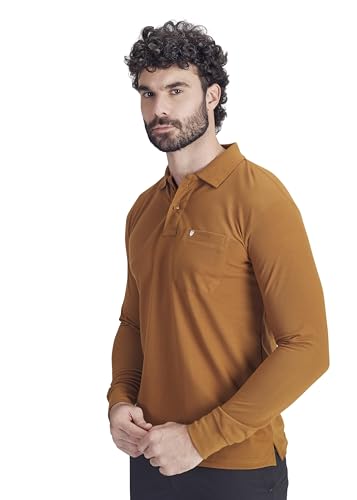 Image of Men's Cotton-Rich Full-Sleeve Polo T-Shirt with Pocket Premium Pique Fabric Casual & Stylish