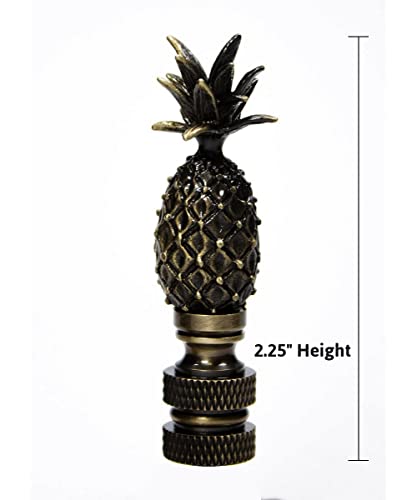 Image of Tall Pineapple Lamp Finial Antique Brass Metal 2.5 inchh