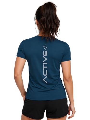 Image of 3Colors Women's Active Dry Fit Sports Active T-Shirt | Quick Dry Gym Workout Tee | Athletic Running Training Top-Active Signal