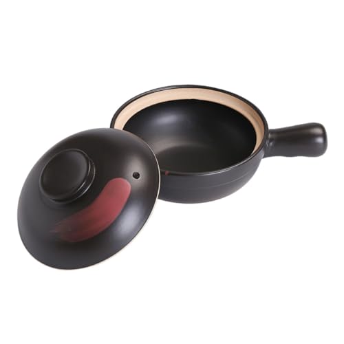iplusmile Cacerola de Barro para Cocción Gas Olla de para y Guisos Diseño Antiadherente y de Limpiar para Cocina Casa Color Negro con Rayas Rojas Grande