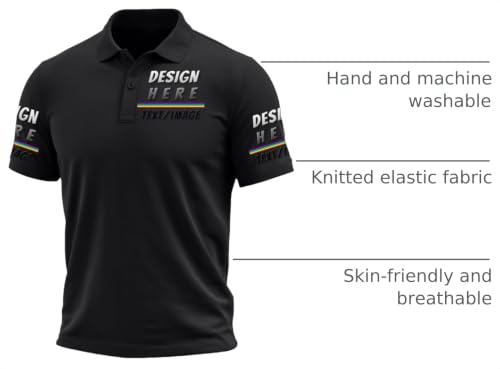 Camisetas Polo Personalizables para Hombres, Diseña tu Propio Logotipo, Imagen o Texto miniatura 4