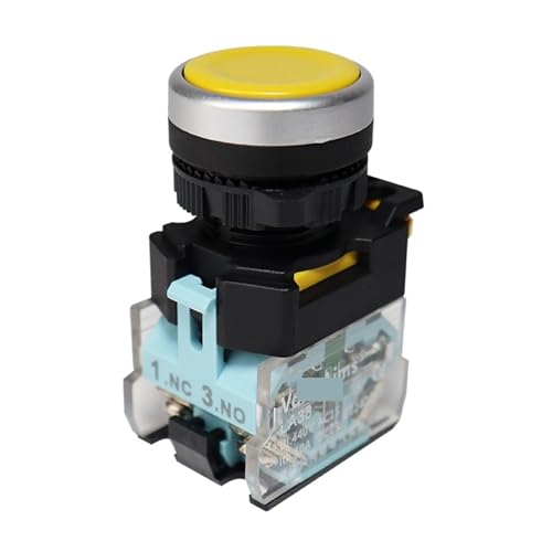 Interrupteur bouton-poussoir 22mm anti faux-contacts 10A 1NO1NC jaune