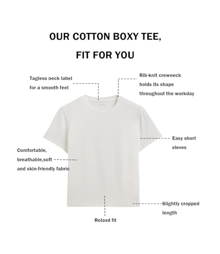 MetHera Women's 100% Cotton Crew Neck T-Shirt - Soft Relaxed Fit Box Cut Casual Tee4