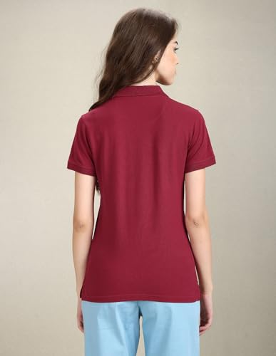 Image of U.S. POLO ASSN. Women's Cotton Solid Slim Polo Shirt (UWAW23TSH045 Red L)