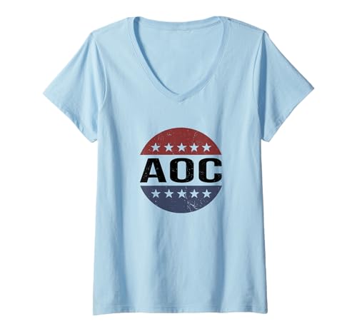Womens Vintage Vote Alexandria Ocasio-Cortez President 2028 AOC V-Neck T-Shirt