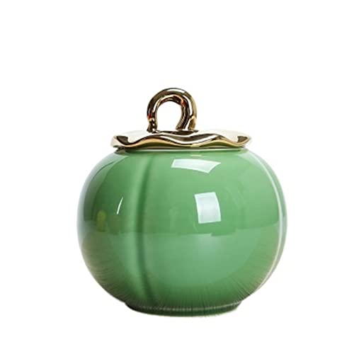 nihngvjm canisters Persimmon Shape Candy Snack Cans Ceramic Tea Cans Household Sealed Tea Coffee Beans Food Storage Bottles with Lid Home Ornament (Color : 5pcs)