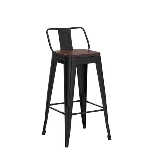 Changjie Furniture 26 Inch Swivel Bar Stools Set of 4 with Backs Counter Height Industrial Barstools for Kitchen Island (Swivel 26 inch,Matte Black Wooden)