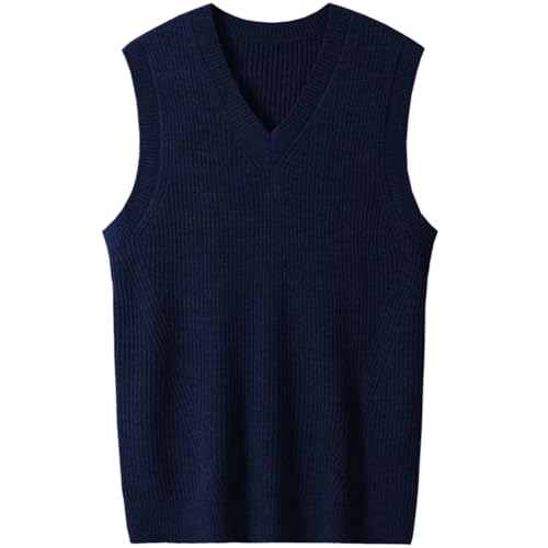 Men V-Neck Knitted Vest Business Casual Pullover Tank Top Thick Sleeveless Sweater Vest3