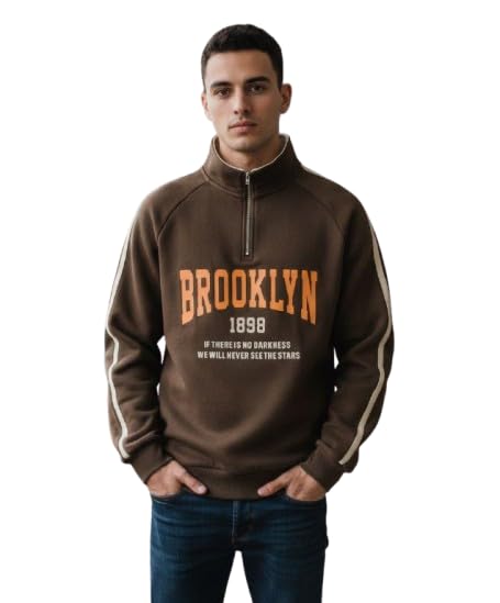 Buy Imsa Moda Collar Chain Cotton Fleece Sweatshirt for Men | Warm