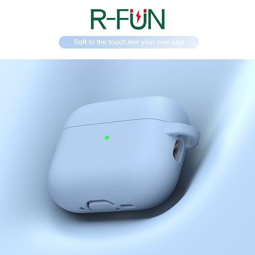 Image of R-fun for AirPods Pro 3rd Generation Case with Cleaner Kit, Soft Silicone Protective Case Cover for Apple AirPod Pro 3 for Women Men, AirPods Pro Case Accessories with Keychain, Sky Blue