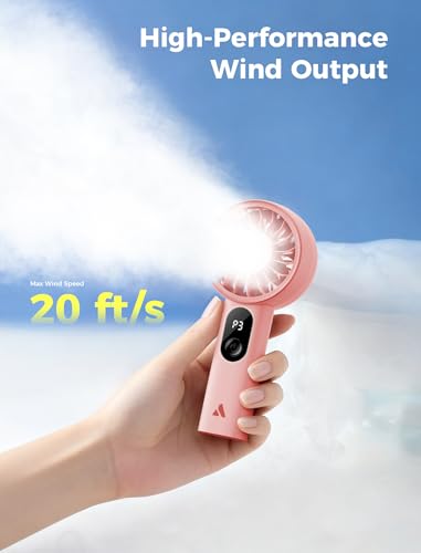 Aecooly Mighty Portable Fan, Powerful Handheld Fan, USB Rechargeable [10H Max Cooling Time], Mini Personal Battery Powered, Pocket for Travel, Summer, Gifts for Women, Girls -Pink - view 2