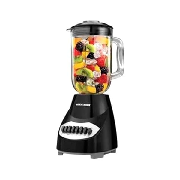 BLACK+DECKER 10-Speed Countertop Blender, BL2010BP, 6-Cup Plastic Jar, Dishwasher-Safe, Stainless Steel, Suction Feet