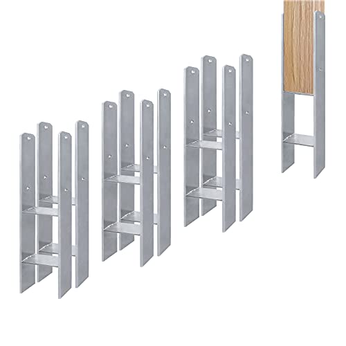 Aufun 6 Stück H-Pfostenträger in Ausführung 121mm H-anker H-Form Stahlträger- 600 mm Länge Materialstärke 5mm (6 Stück 121mm)