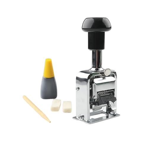 QLoztyse Automatic Numbering Machine Auto Number Stamp Numerator Machine Jump Numberer Self Stamping Seal with Iron Casing and Rubber Handle Suitable for Schoo