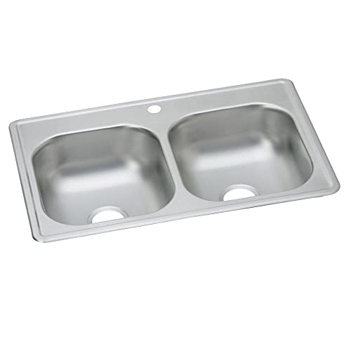 Image of Dayton DSE233191 Equal Double Bowl Drop-in Stainless Steel Sink, Elite Satin