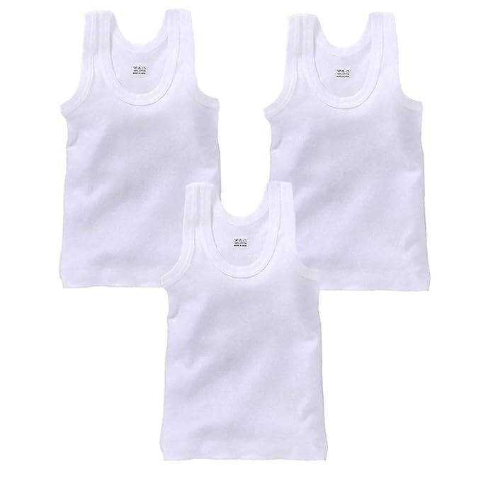 Inner Wear Vest, Cotton Sando/Baniyan, 100% Cotton Housiry || Cotton Vest Top Undershirt (Pack of 3, Size-90cm) White.-picture-16
