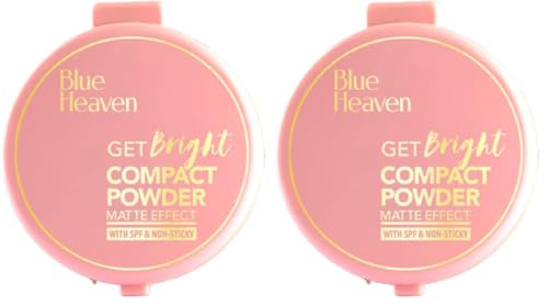 Image of Blue Heaven Get Bright All Skin Compact Powder For Women With Spf Sun Protection, Non Sticky, Oil Free, Matte Finish Light Weight Formula, Vanilla,16 Grams (Pack of 2)