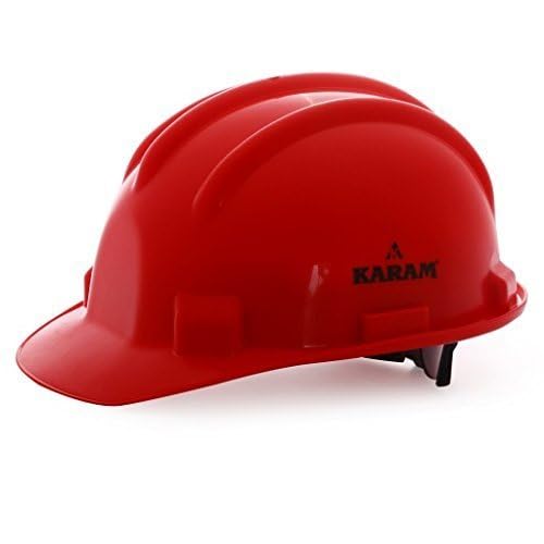 Image of KARAM ISI Certified Plastic Cradle & Rachet Type Adjustment |Safety Helmet for Industrial|Safety Helmet for Men Industrial (PN521)(RED)(Pack of 3)