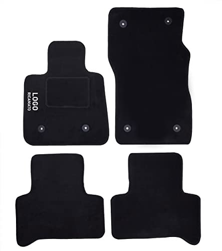 Auto Accessori Lupex Alfombrillas de coche compatibles con telvio | De moqueta negra | Logo bordado | Alfombras moldeadas con 6 clips de fijación | Accesorios interiores del coche Cover