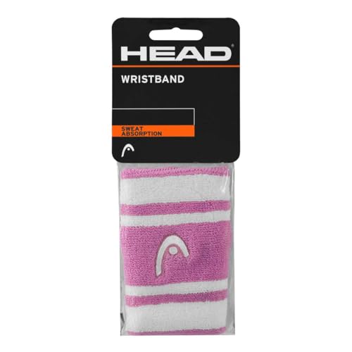 Image of HEAD Striper Wristband | Color: Pink /White | Size: 5 inch | Material: Cotton | for Men & Women | Moisture-Wicking Properties | Dry and Comfortable | Secure and Snug fit | Flexible
