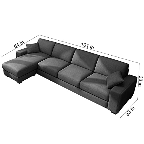 Image of CASASTYLE Adonoy 5 Seater LHS L Shape Fabric Sofa Set (Grey)