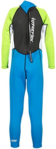 Hyperflex Access Unisex Full Body 3Mm Backzip Wetsuit Watersports - Kid Sizes - Warm 4-Way Stretch Neoprene - Adjustable Collar And Flat Lock Construction High Performance 50+ Uv Shield Blue/Green 8 #TOP4