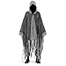 Superum Gruselige Geist Umhang mit Kapuze,90/120/150cm Halloween Geister Kostüm Erwachsene Grau Schwarz Geister Umhang Halloween Cape Herren Damen Sensenmann Gespenstischer Outfit Fasching Party