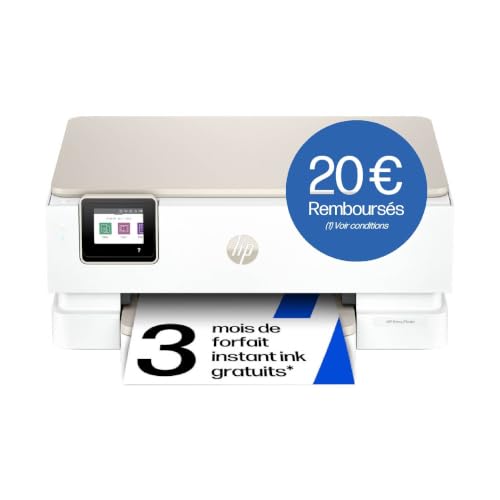 HP Envy Photo 7230, B63JVB, Imprimante Multifonction Jet d'encre, 3 Mois Instant Ink Inclus, Impression, Télécopie, Copie, Photo, Format A4, Blanche