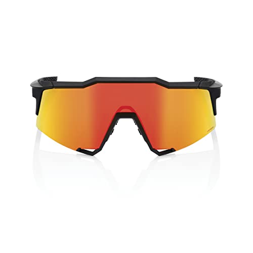 Image of 100% SPEEDCRAFT Sport Performance Cycling Sunglasses (Soft Tact Black - HiPER Red Multilayer Mirror Lens) | Soft Tact Black Frame, Hiper Red Multilayer Lens, Cat 2, Ultra HD Polycarbonate, Hard Case and Spare Lens