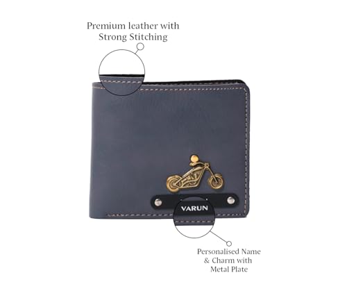 Image of Men's Personalized Wallet I Customized Slim Stylish Leather Purse With Name & Charm I Unique Birthday Anniversary Gift For Men Boy Love Husband Employees Clients (Grey) | Personalized Wallet